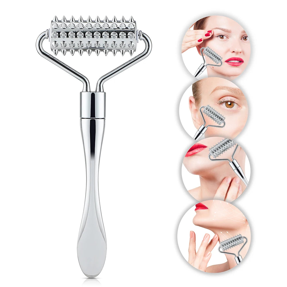 Stainless Steel Facial Roller Spatula Massage Tool Neck Skin Care