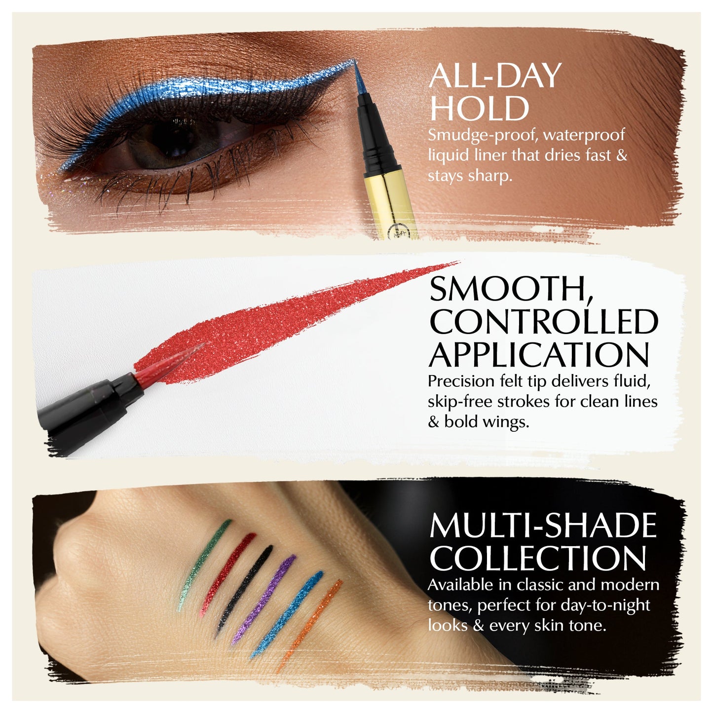Waterproof Liquid Eyeliner Pen Vegan Smudge Proof Precision Matte Shimmer