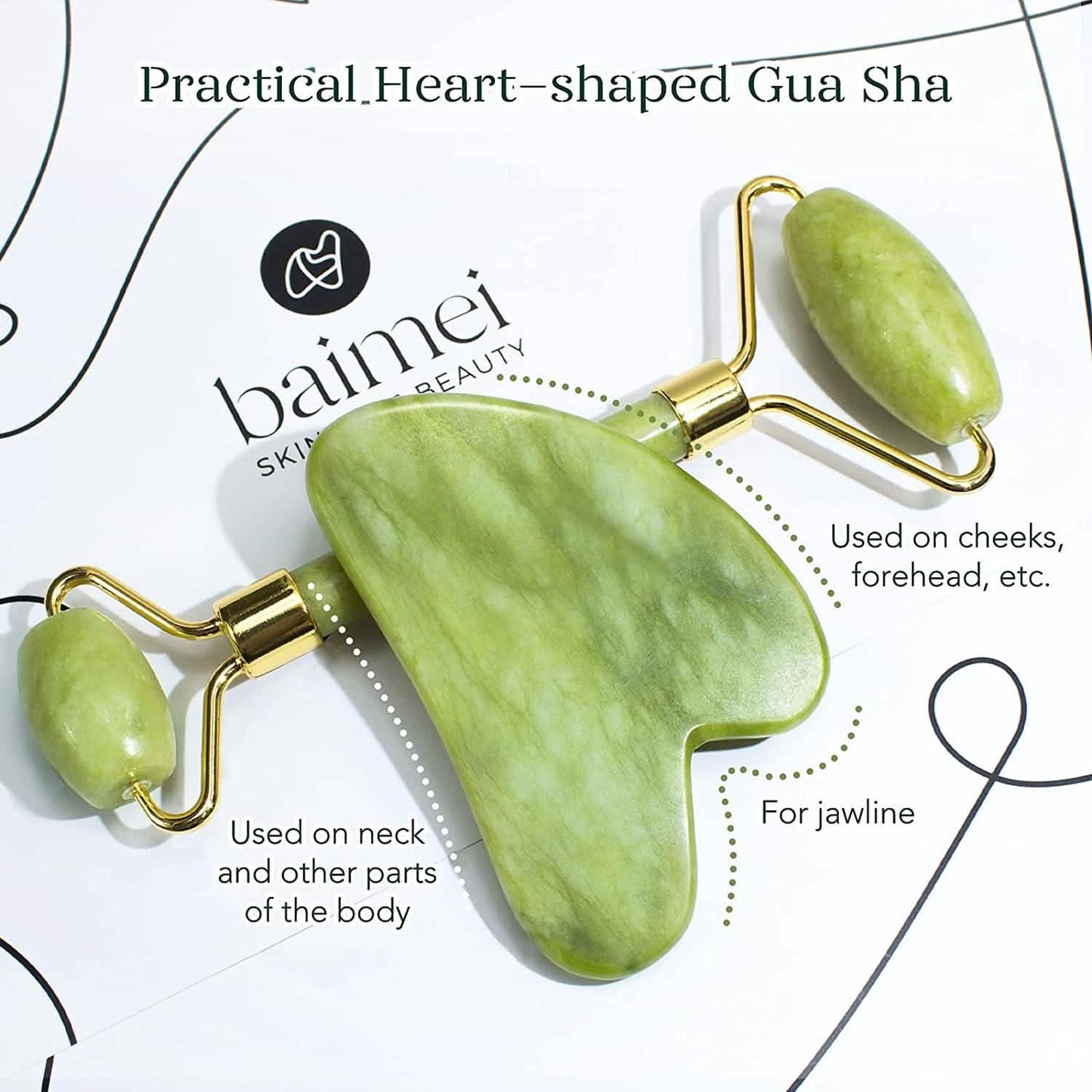 Jade Roller Gua Sha Set Facial Massage Beauty Tools
